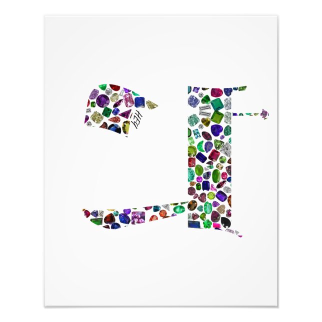 Hebrew Brev HEY tillverkad av Gemstones Fototryck (Framsidan)