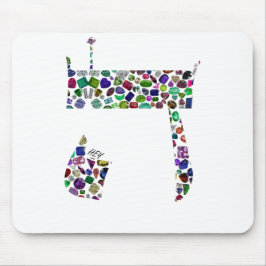 Hebrew Brev HEY tillverkad av Gemstones Musmatta