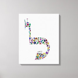 Hebrew Brev "LAMED" tillverkad av ädelstenar Canvastryck