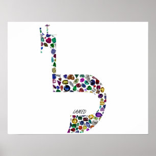 Hebrew Brev "LAMED" tillverkad av ädelstenar Poster