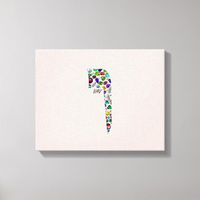 Hebrew Brev VAV gjord av Gemstones Canvastryck (Framsida)