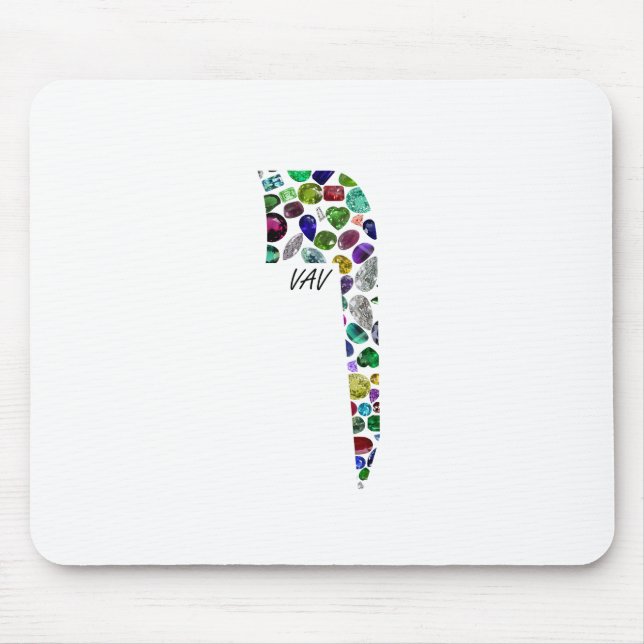 Hebrew Brev VAV gjord av Gemstones Musmatta (Framsidan)