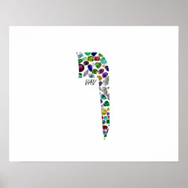 Hebrew Brev VAV gjord av Gemstones Poster