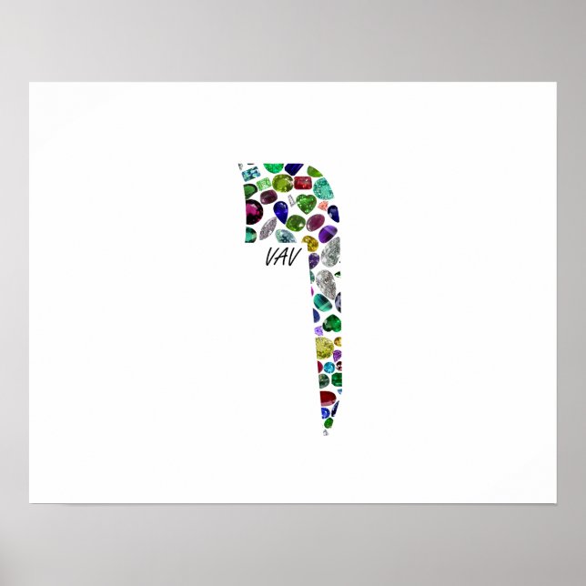 Hebrew Brev VAV gjord av Gemstones Poster (Framsidan)