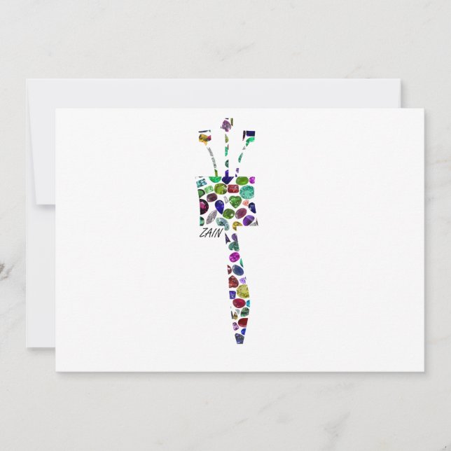 Hebrew Brev ZAIN tillverkad med Gemstones Inbjudningar (Framsida)