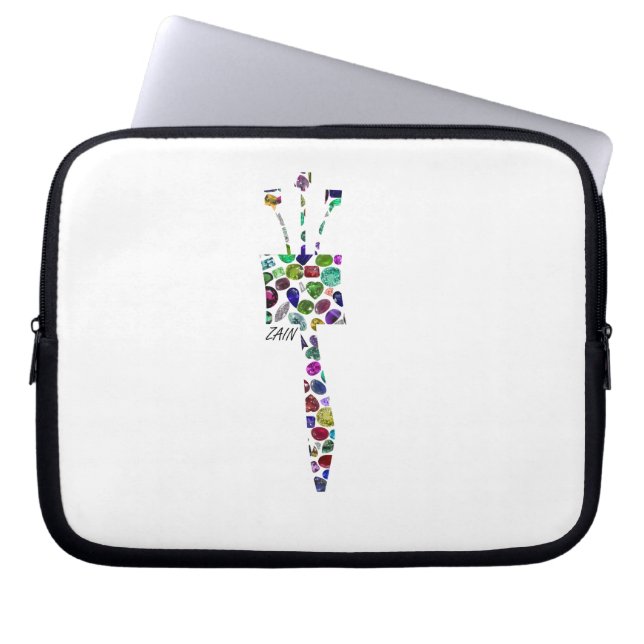 Hebrew Brev ZAIN tillverkad med Gemstones Laptop Fodral (Framsidan)