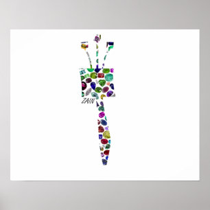 Hebrew Brev ZAIN tillverkad med Gemstones Poster