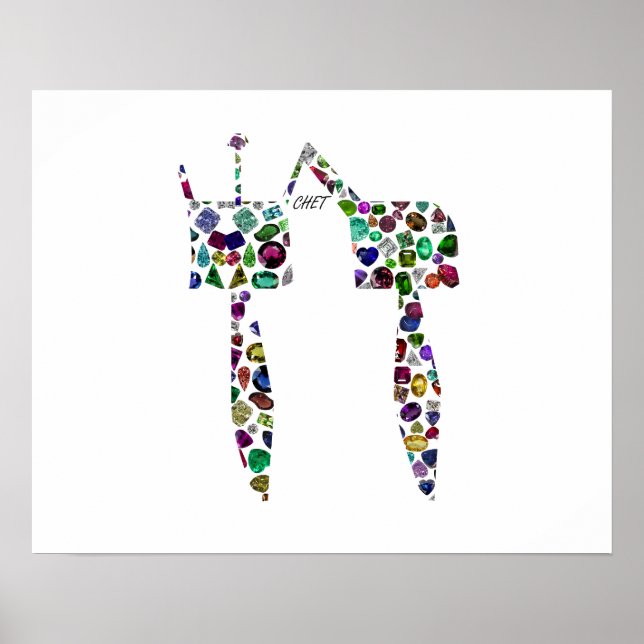 Hebrew Letter 'CHET' made with Diamonds and Gems Poster (Framsidan)