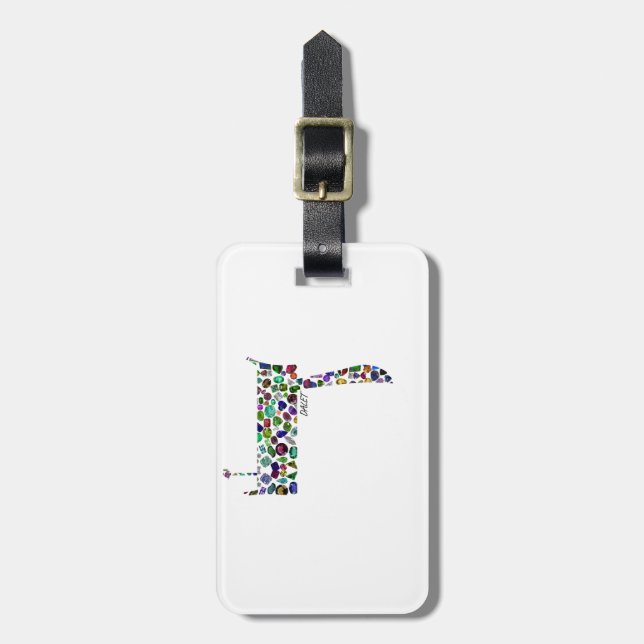 Hebrew Letter DALET made with Gemstones Bagagebricka (Vertikal Framsida)