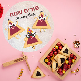 Hebrew Lycklig Purim Kids Hamentash Hamantaschen Runt Klistermärke