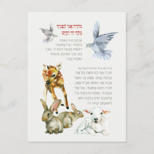 Hebrew Modeh Ani God Prayer Judiska barn Vykort