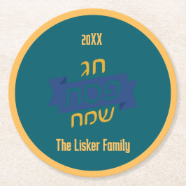 Hebrew Passover Family Vin Underlägg Papper Rund