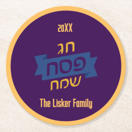 Hebrew Passover Family Vin Underlägg Papper Rund