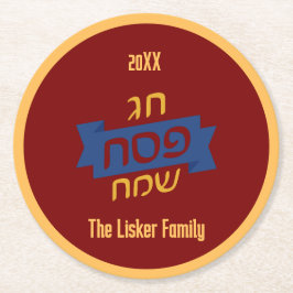 Hebrew Passover Family Vin Underlägg Papper Rund
