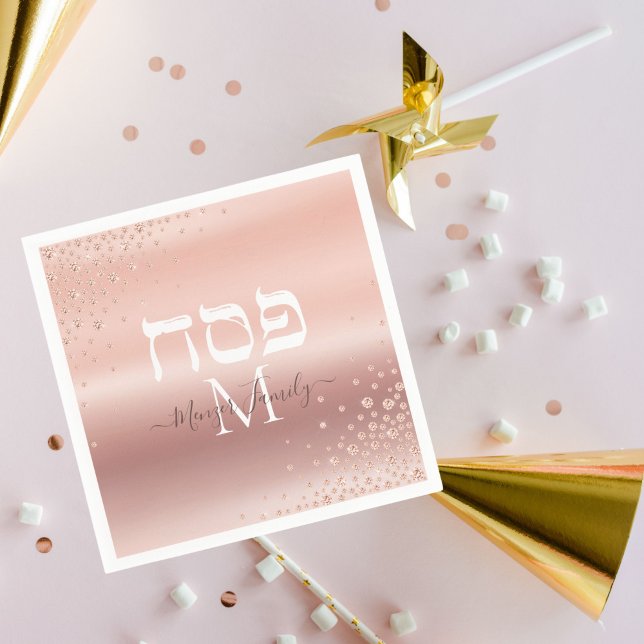 Hebrew Psover Monogram Ro Guld Glitter Pappersservett (Skapare uppladdad)