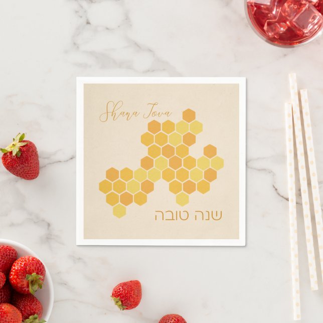 Hebrew Shana Tova Lycklig nya judet Honeycomb Pappersservett (Insitu)