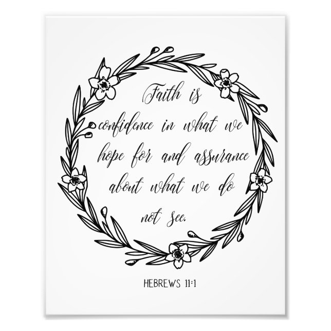 Hebrews 11:1, Bible verse wall art, Faith Fototryck (Framsidan)