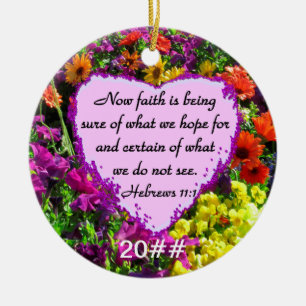 HEBREWS 11:1 BLOMMIGT DESIGN JULGRANSPRYDNAD KERAMIK