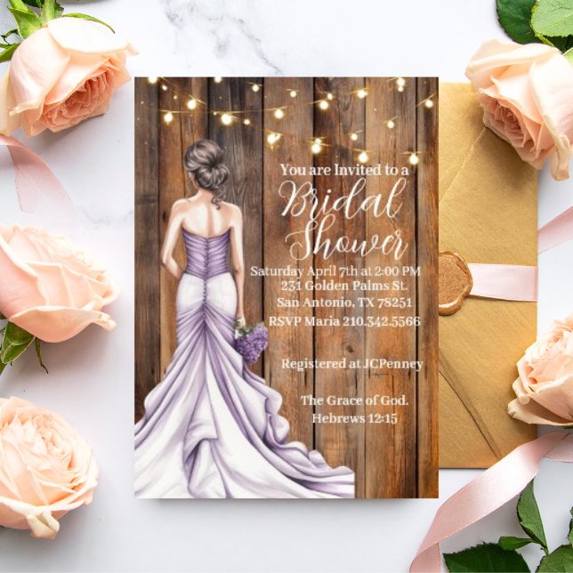 Hebrews 12:15 Graceful Bridal Shower Invitation Inbjudningar (Personalize this graceful bridal shower invitation with love from the Bible verse from Hebrews 12:15)