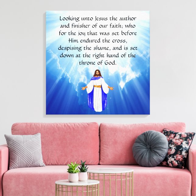 Hebrews 12:2 canvastryck (Insitu (Vardagsrum))