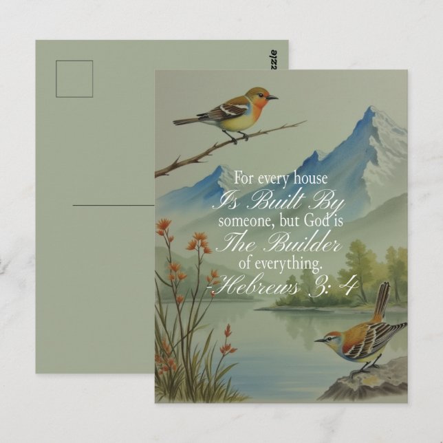 Hebrews 3:4 God the Builder Scripture | Christian  Vykort (Fram/baksida)