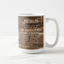 Hebrex 12:2 Bible Verse Rustic Wood Monogram