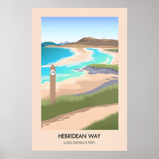 Hebridean Way Långdistansvandring Trail Resa Poster (Framsidan)