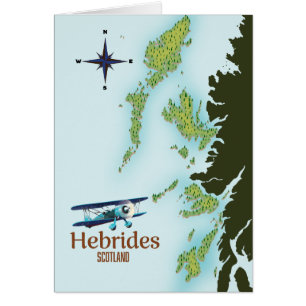Hebriderna Scotland reser karta. Hälsningskort