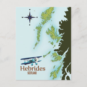Hebriderna Scotland reser karta. Vykort