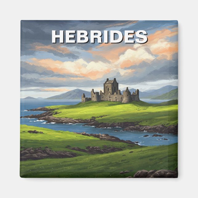 Hebrides Scotland Travel Magnet (Framsidan)