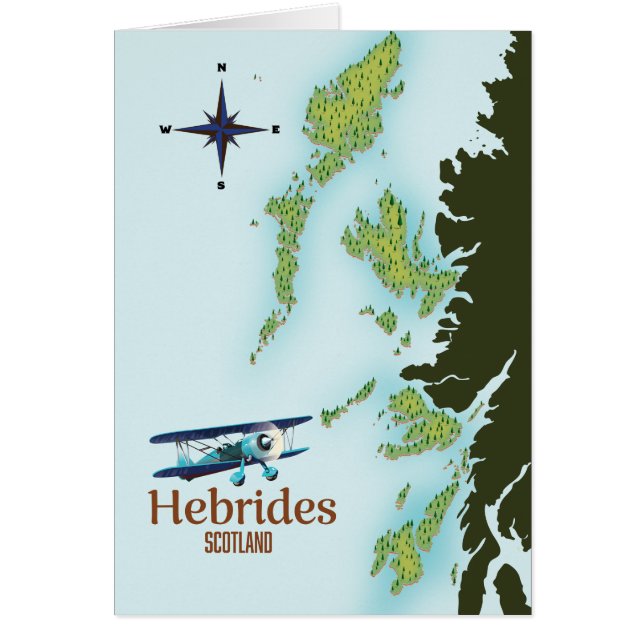 Hebrides Skottland reskarta. Hälsningskort (Framsidan)