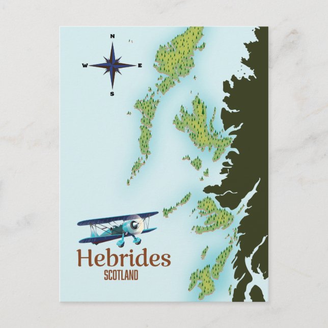 Hebrides Skottland reskarta. Vykort (Framsida)