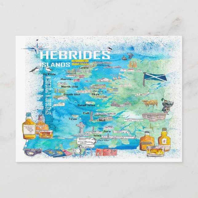 Hebridöarna Illustrerad Reskarta Vykort (Framsida)