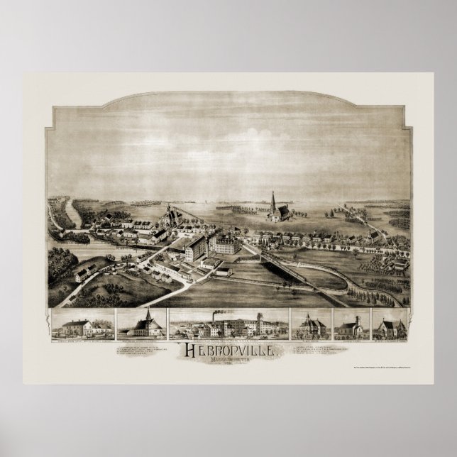 Hebronville, MORSA Panoramic Karta - 1891 Poster (Framsidan)
