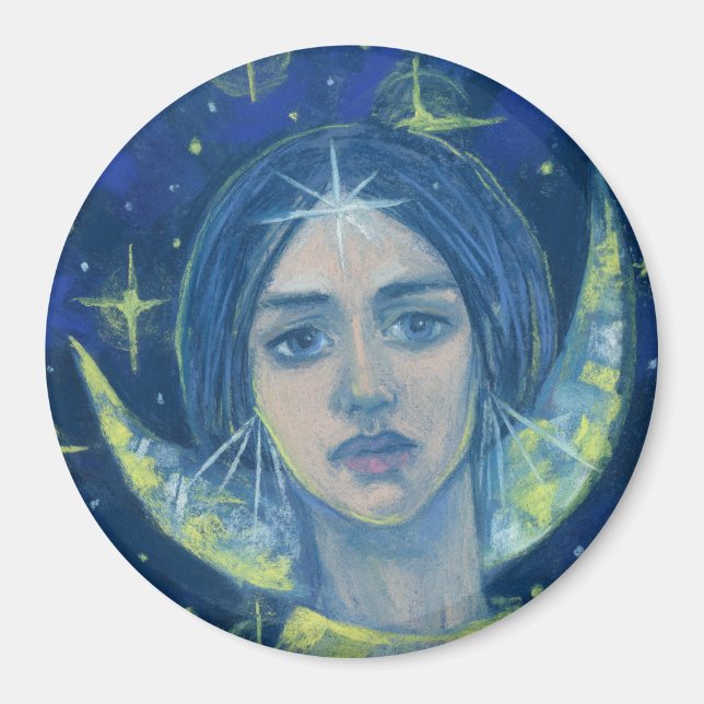Hecate, Måne guddess Pastel Painting Fantasy Art Magnet (Framsidan)