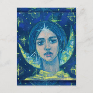Hecate, Måne guddess Pastel Painting Fantasy Art Vykort