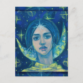 Hecate, Måne guddess Pastel Painting Fantasy Art Vykort
