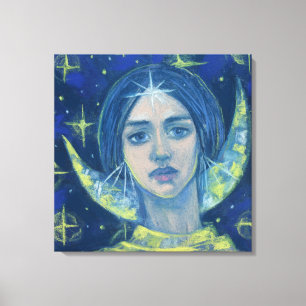 Hecate, Måne gudinna, pastellmålning, fantasykonst Canvastryck