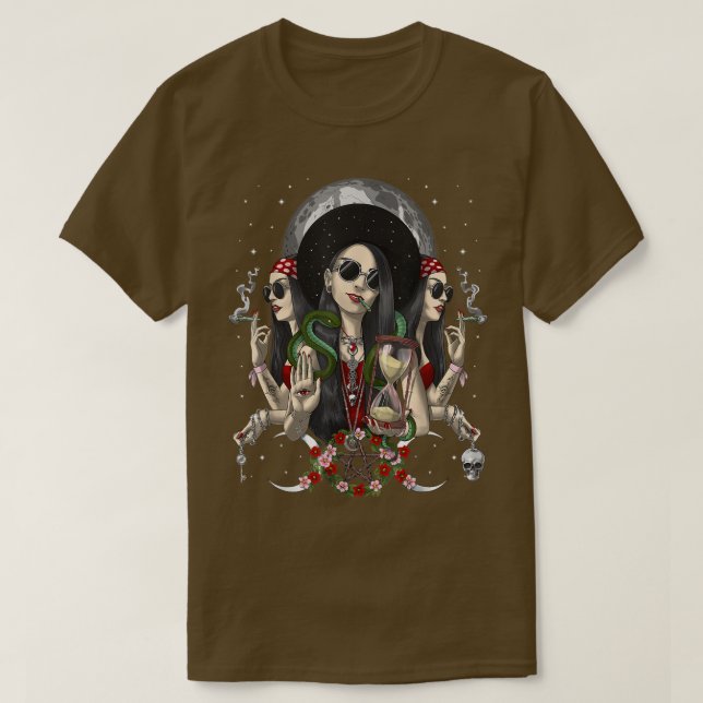 Hecate Triple Måne Goddess Pagan Witch Gothic Wicc T Shirt (Design framsida)