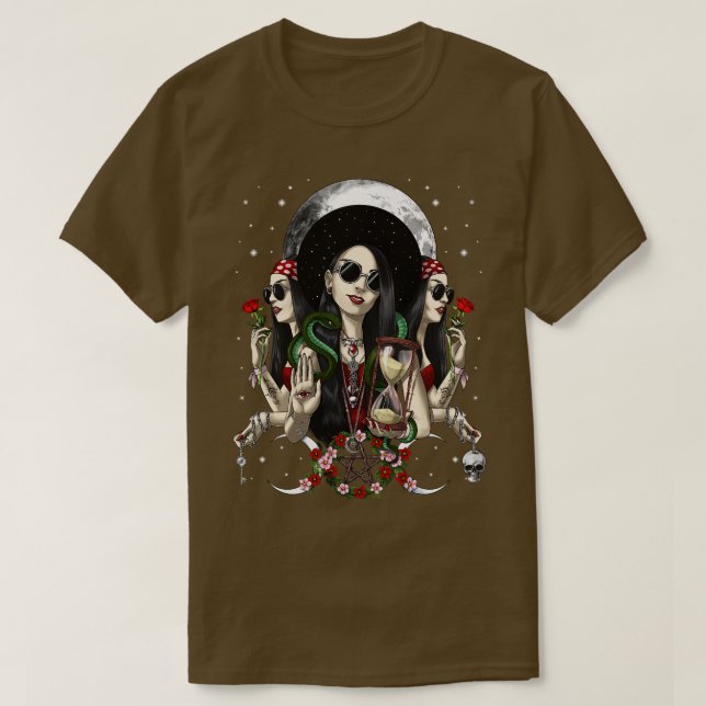Hecate Triple Måne Goddess T Shirt (Design framsida)