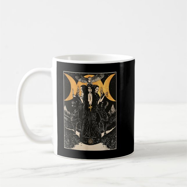 Hecate Triple Måne Goddess Wiccan Wicca Pagan Witc Kaffemugg (Vänster)