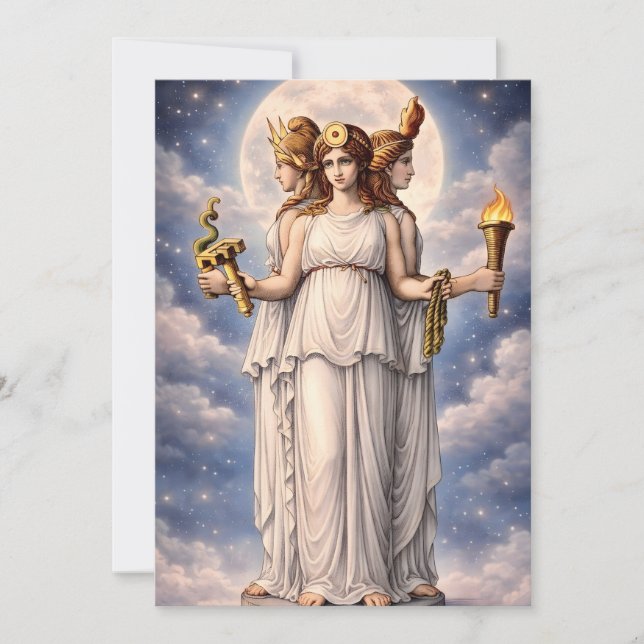 Hecate Trippel Gudinna Celestial Månkonst – myt Kort (Framsida)