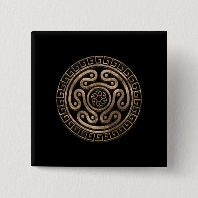 Hecate Wheel Black och Guld Knapp (Framsida)