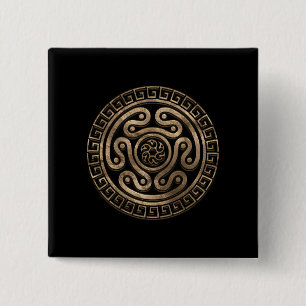 Hecate Wheel Black och Guld Knapp