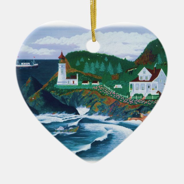 Heceta fyr julgransprydnad keramik (Framsidan)