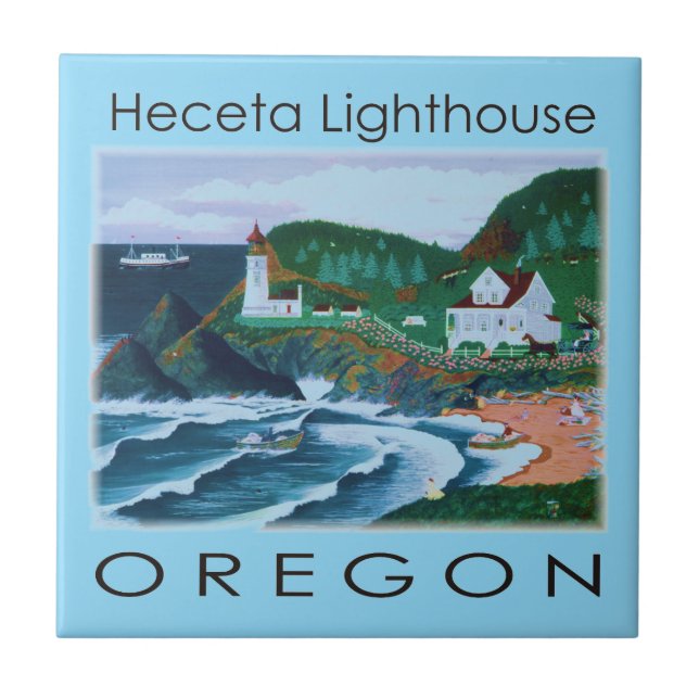 Heceta fyr kakelplatta (Framsidan)