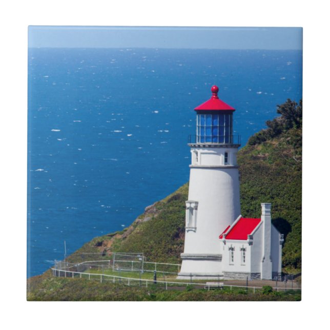 Heceta Head fyr belägen nära Florence Kakelplatta (Framsidan)
