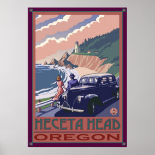 Heceta Head fyr, Oregon kustenaffisch Poster