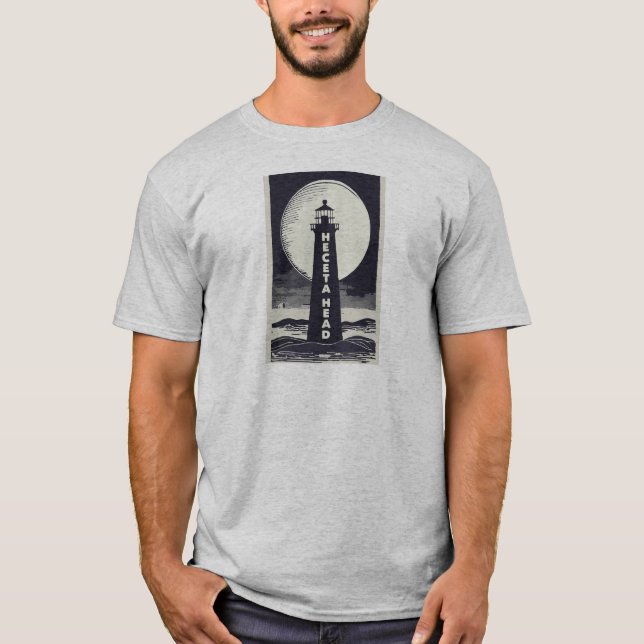 Heceta Head Lighthouse Oregon Måne T Shirt (Framsida)