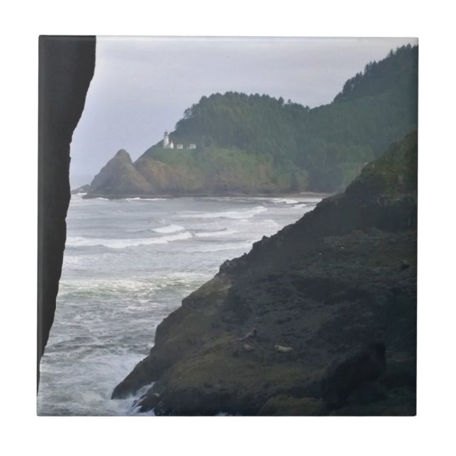 Heceta Head Lighthouse & Sea Lejon, ELLER Kakelplatta (Framsidan)